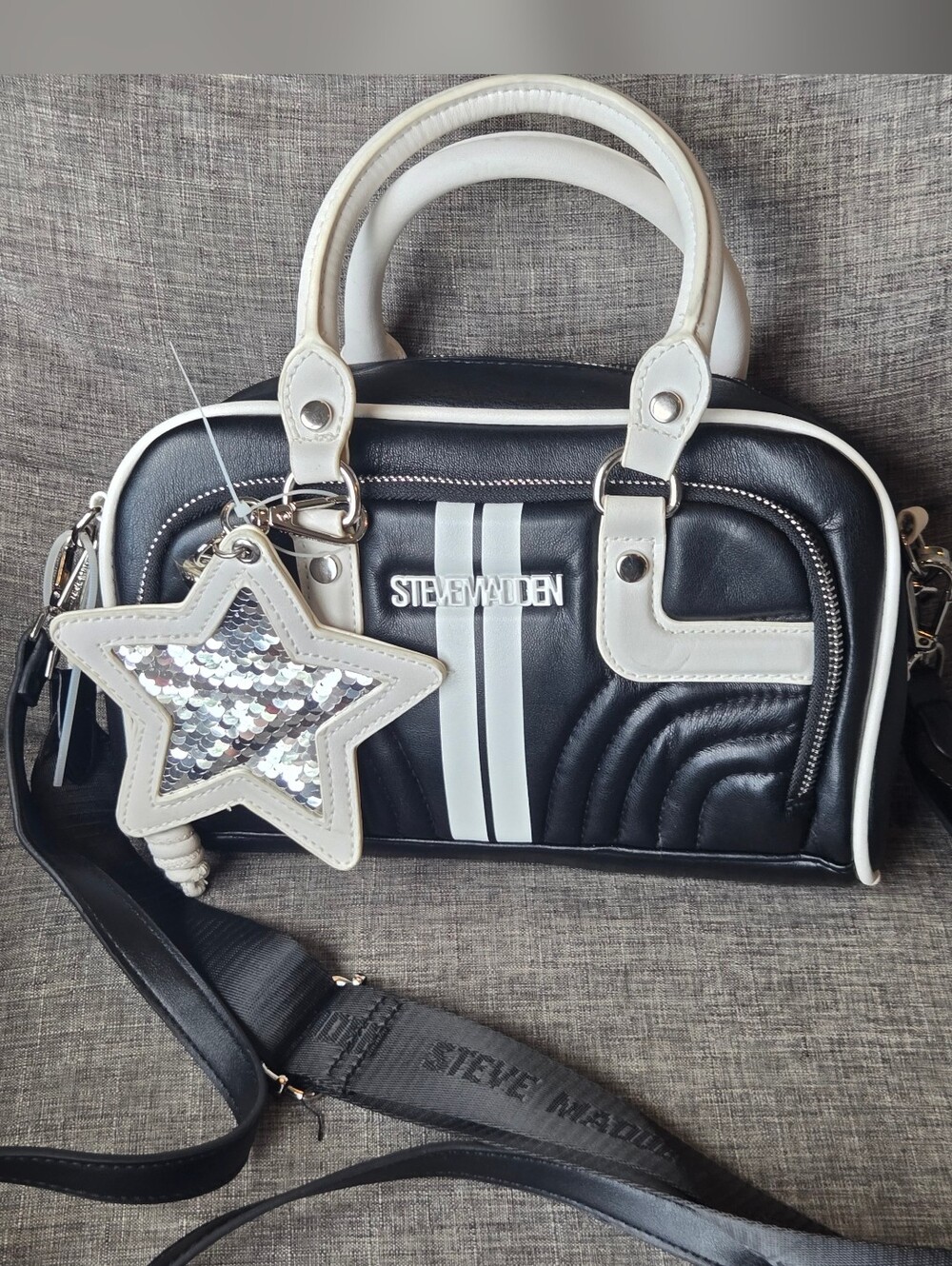 Steve Madden Bjuniee Black Crossbody Shoulder Bag Satchel 2 Crossbody Straps